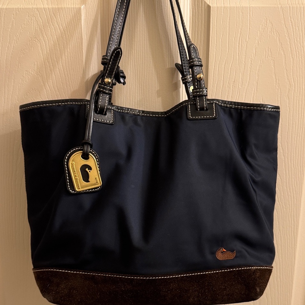 Dooney & Bourke Black Nylon Tote with Brown Suede Base